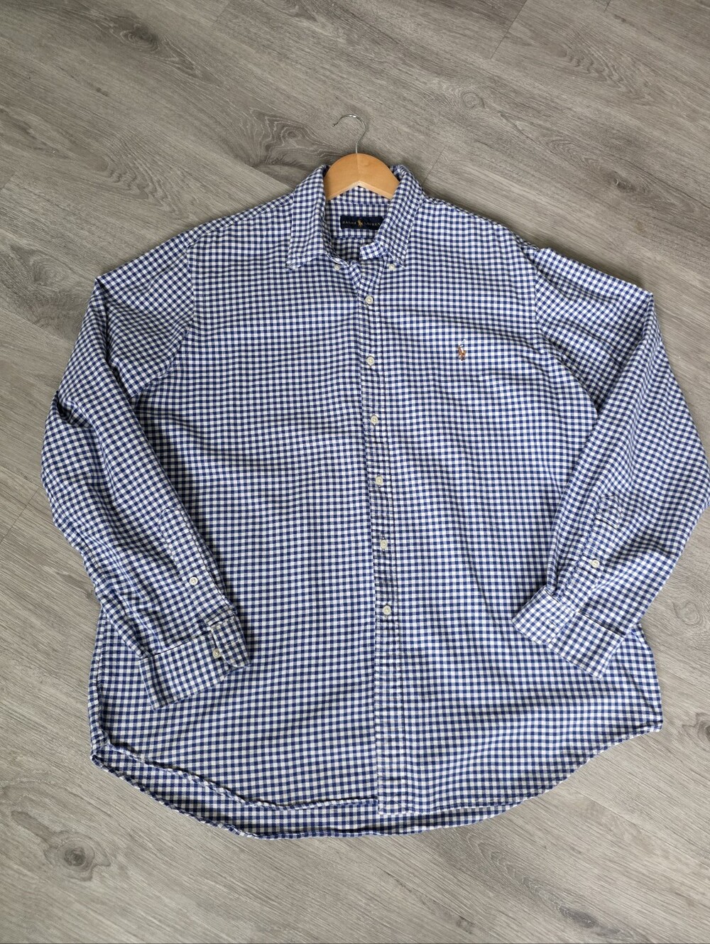 Polo Ralph Lauren Shirt Mens XXL  Blue/White Check Long Sleeve Classic